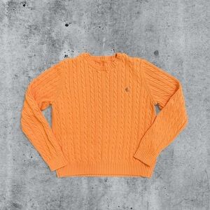 Womens Polo Ralph Lauren Cable Knit XS Orange Long Sleeve Pullover Sweater VTG
